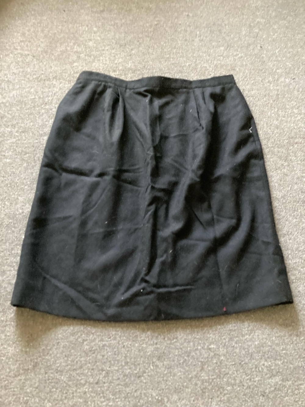 Vintage 70s Black Worsted Wool Pencil Skirt